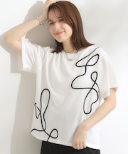【S-LL】コーデの主役になる コード刺繍デザインＴシャツ