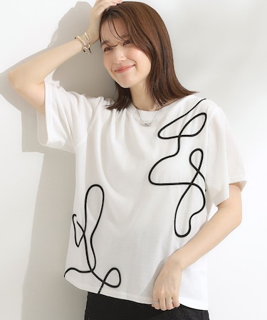 【S-LL】コーデの主役になる コード刺繍デザインＴシャツ