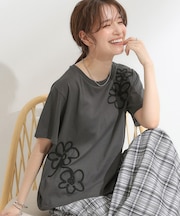 【S-LL】コーデの主役になる コード刺繍デザインＴシャツ