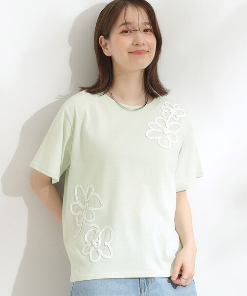 【S-LL】コーデの主役になる コード刺繍デザインＴシャツ