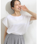 【洗える/S-LL/体型カバー】レース使いが華やか フレンチスリーブコットンTシャツ