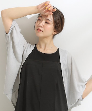 【ひんやり/UV/さらさらタッチ】女性らしさ漂う 5分袖ボレロカーディガン