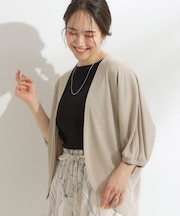 【ひんやり/UV/さらさらタッチ】女性らしさ漂う 5分袖ボレロカーディガン