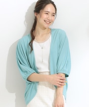 【ひんやり/UV/さらさらタッチ】女性らしさ漂う 5分袖ボレロカーディガン