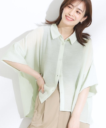 ゆるっと感がこなれ見え ワッシャーシアー半袖シャツ