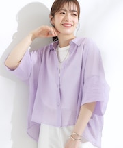 ゆるっと感がこなれ見え ワッシャーシアー半袖シャツ