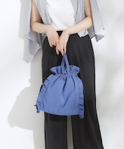 【撥水/A4】大人も持てる フリル巾着トートバッグ