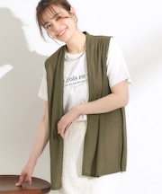 【S-LL/2点セット/体型カバーにも】着回しいろいろ ジレ＋ロゴTシャツ