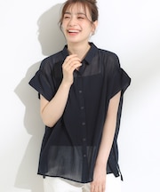 【S-LL】さらシャリコットン 上品なシアー感のフロントボタンシャツ