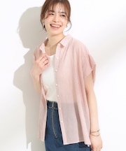 【S-LL】さらシャリコットン 上品なシアー感のフロントボタンシャツ