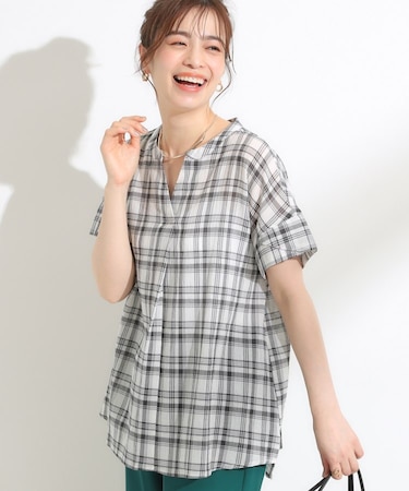 【S-LL】きれいに体型カバー さらシャリコットン スキッパーシャツ