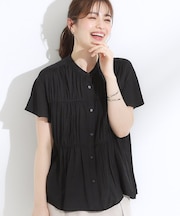 【洗える/S-LL】一枚で着映え ティアード風 ギャザーブラウス