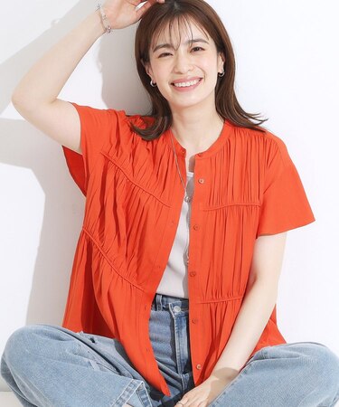 【洗える/S-LL】一枚で着映え ティアード風 ギャザーブラウス