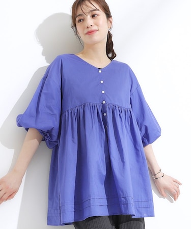 【S-LL】一枚で着映え バルーンスリーブブラウス