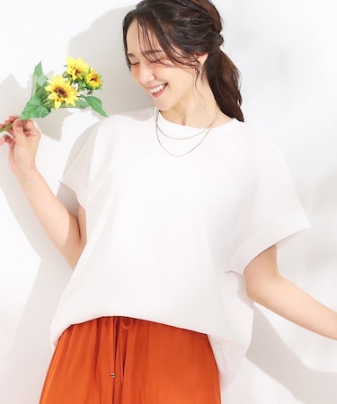 【S-LL/汗ジミ軽減/ひんやり/UV】体型カバーに タック入りドルマントップス
