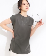 【S-LL/汗ジミ軽減/ひんやり/UV】フレンチスリーブTシャツ