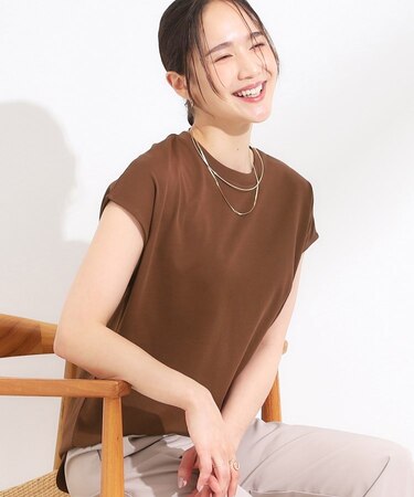 【S-LL/汗ジミ軽減/ひんやり/UV】フレンチスリーブTシャツ