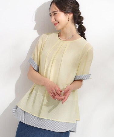 【洗える/S-LL】着るだけでコーデが決まる 裾レイヤードトップス