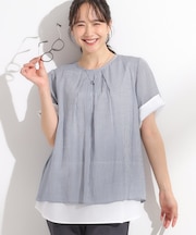 【洗える/S-LL】着るだけでコーデが決まる 裾レイヤードトップス