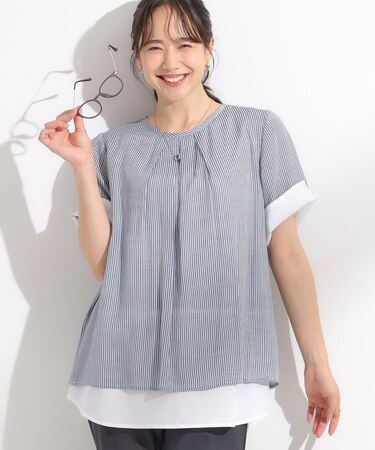 【洗える/S-LL】着るだけでコーデが決まる 裾レイヤードトップス