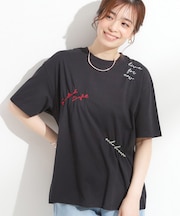 【ひんやり】大人のカジュアルスタイルに レタリング刺繍Tシャツ