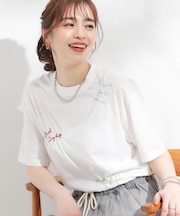 【ひんやり】大人のカジュアルスタイルに レタリング刺繍Tシャツ