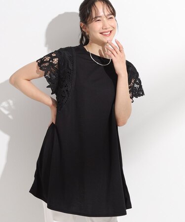 【S-LL】上品華やか お袖レースチュニックトップス