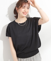 【ひんやり/S-LL】さらさらな肌触りが心地よい フレンチスリーブニット