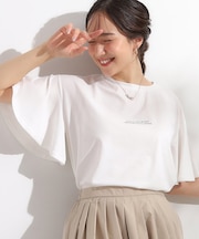 【S-LL/ひんやり/二の腕カバー】華やかさをプラスする お袖フリルTシャツ