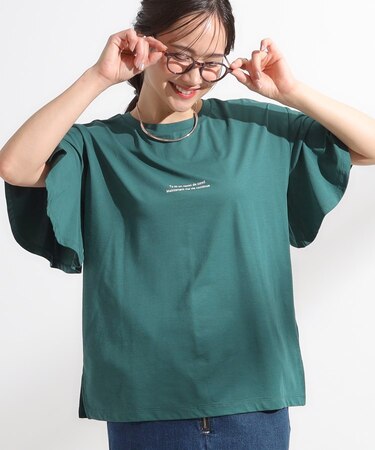 【S-LL/ひんやり/二の腕カバー】華やかさをプラスする お袖フリルTシャツ