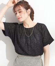 【S-LL】大人の上品な甘さ 刺繍レース切り替えトップス