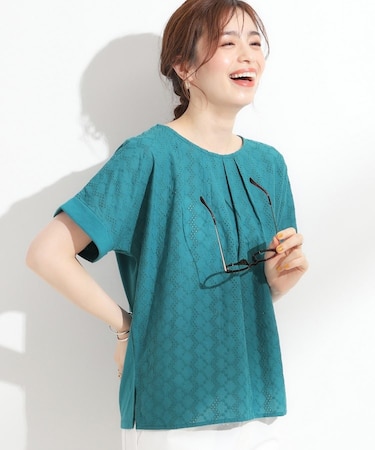 【S-LL】大人の上品な甘さ 刺繍レース切り替えトップス
