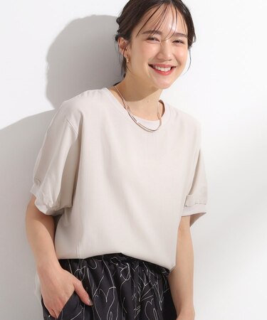 【ひんやり/洗濯後しわになりにくい】リブ切り替えドルマンブラウス