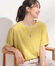 【ひんやり/洗濯後しわになりにくい】リブ切り替えドルマンブラウス
