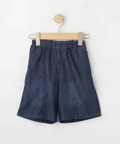 【100-150cm/ひんやり】ゆったりシルエットの デニムハーフパンツ