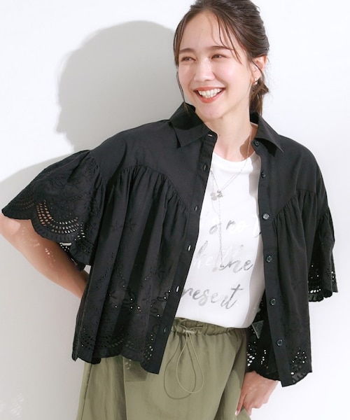 【りり】anuans スカラップレースブラウス アニュアンス anuans スカラップレースブラウス （GREY