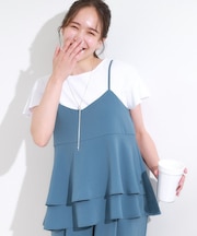 【S-LL/セットアップ可/ひんやり】女性らしさ溢れる ティアードキャミソール