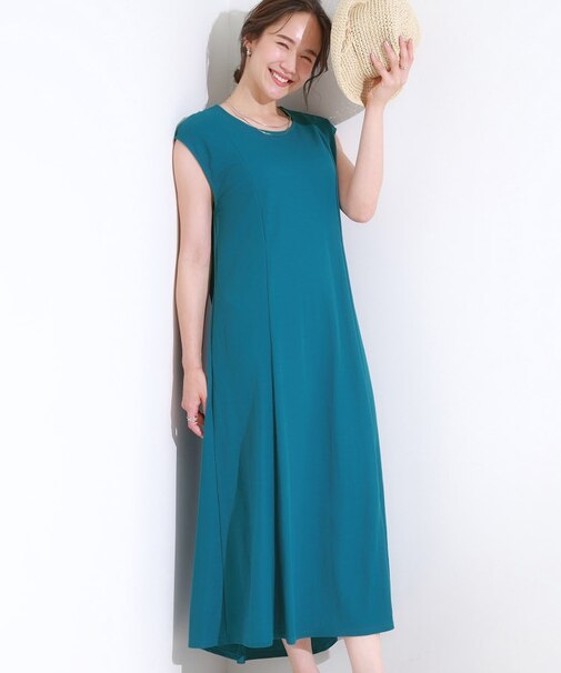 【S-LL/ひんやり】切替ラインですっきりと 1枚で着られるロングワンピース