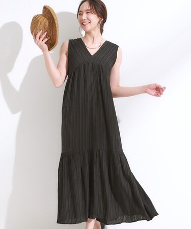 【S-LL】後ろ姿も抜かりなく 1枚でサマ見え ティアードワンピース