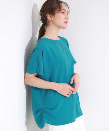 【S-LL/ひんやり/洗濯後しわになりにくい】インせず決まる はしごレースドルマンブラウス