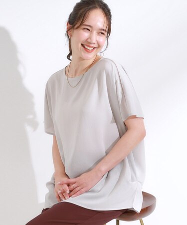 【S-LL/ひんやり/洗濯後しわになりにくい】インせず決まる はしごレースドルマンブラウス