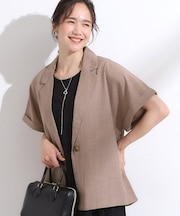 【S-LL】さらりと着たい大人のための 麻調半袖ジャケット