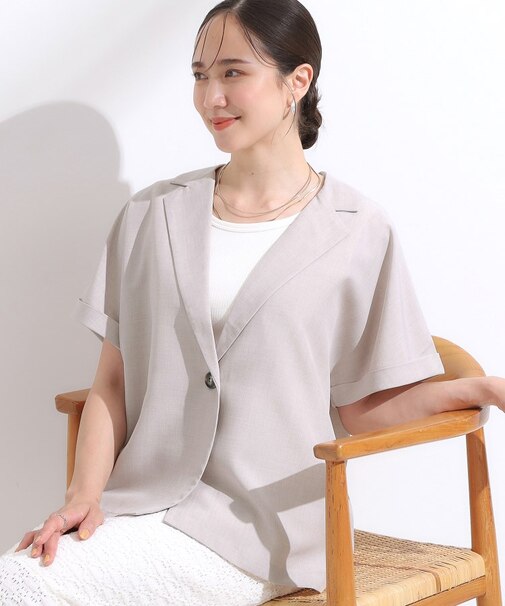 【S-LL】さらりと着たい大人のための 麻調半袖ジャケット