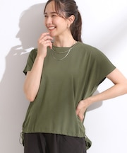 【ひんやり】裾が絞れる フレンチスリーブトップス