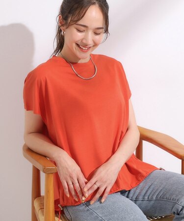 【ひんやり】裾が絞れる フレンチスリーブトップス