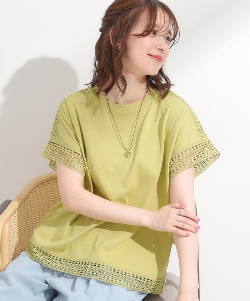 【S-LL/ひんやり】インせず決まる 楽してきれいなレース付きトップス