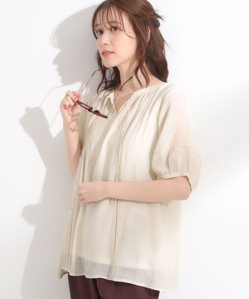 【S-LL/2点セット】リボン使いがアクセント はしごレースブラウス＋タンクトップ