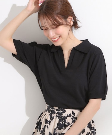 【S-LL/洗える】大人の抜け感 スキッパーニット