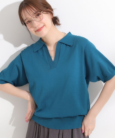 【S-LL/洗える】大人の抜け感 スキッパーニット