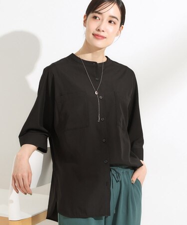 【S-LL/洗濯後しわになりにくい】コットン風 前あきドルマンブラウス